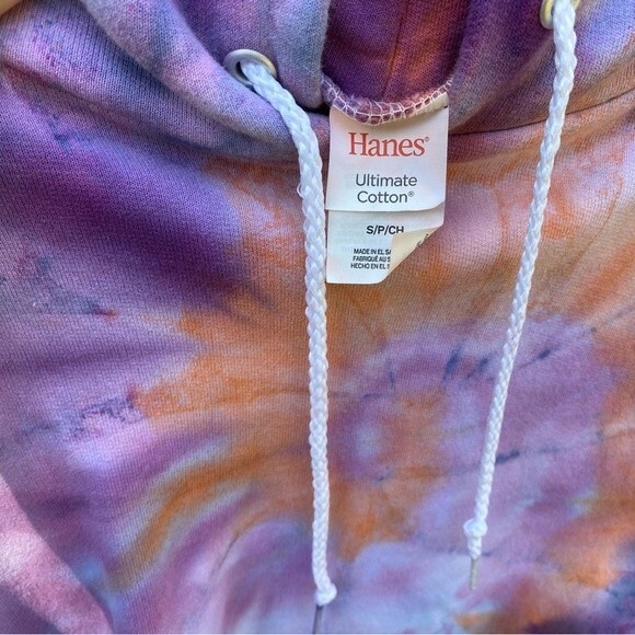 NEW Purple Orange Pink Swirl Tie Dye Unisex Hoodie Small - Picture 5 of 6